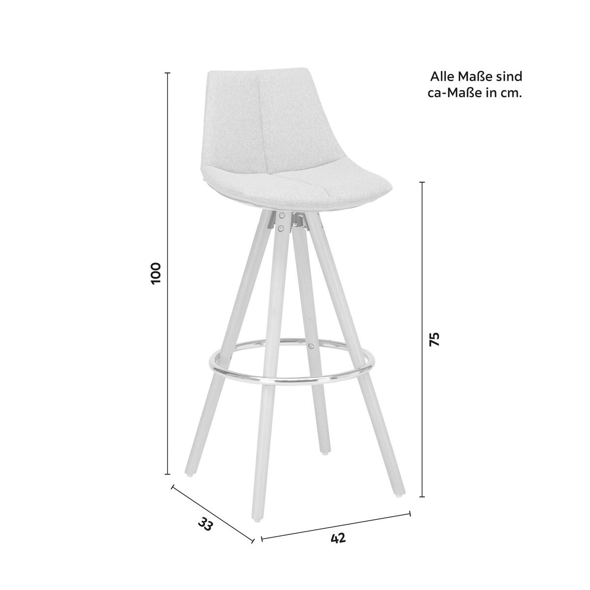 Barhocker Nelo Dunkelgrau Webstoff Gepolstert - Chromfarben/Dunkelgrau, MODERN, Holz/Textil (42/100/33cm) - Bessagi Home
