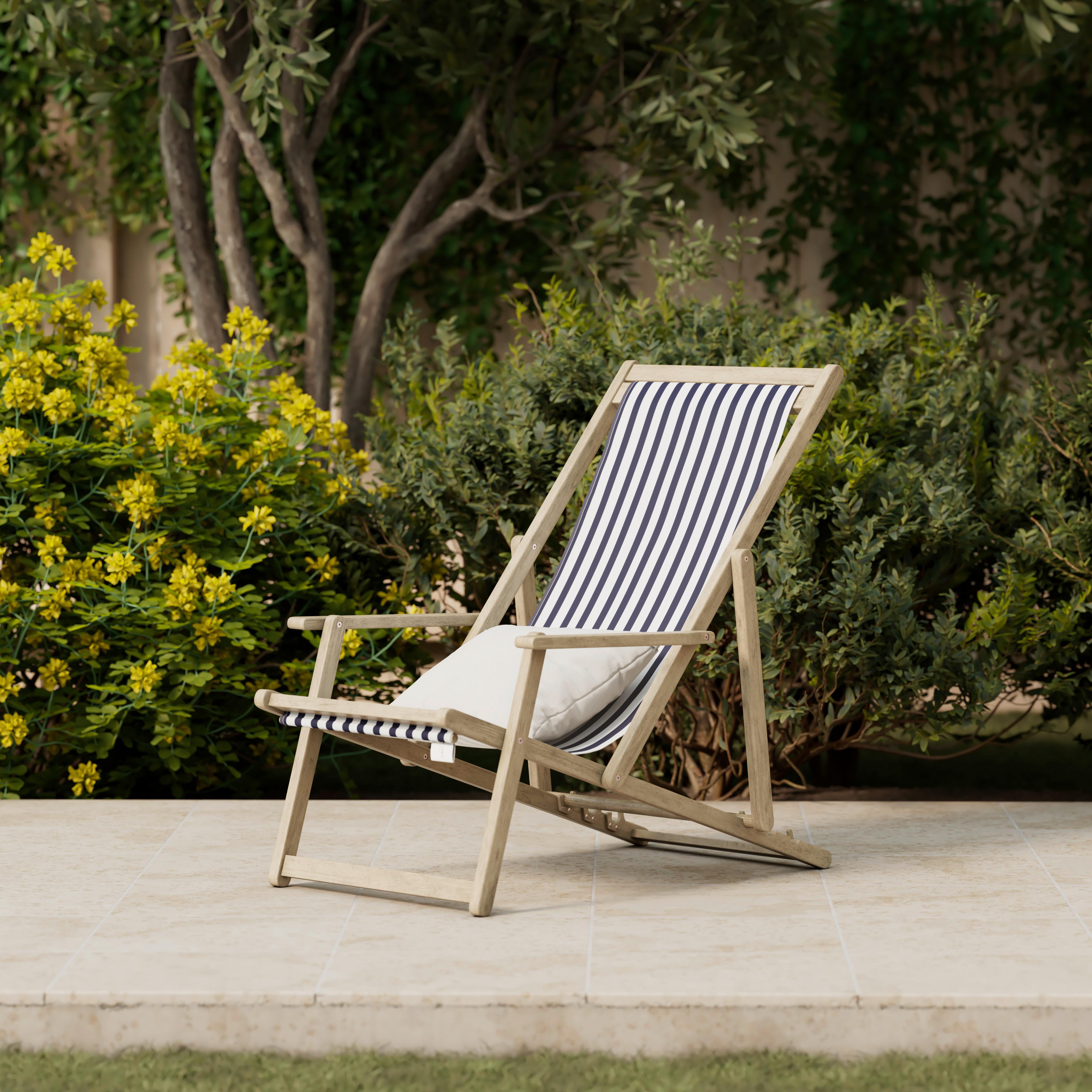 Gartenstuhl Lignano Akaziefarben ca. 102x88x63cm - Dunkelblau/Akaziefarben, Natur, Holz/Textil (102/88/63cm) - Mömax
