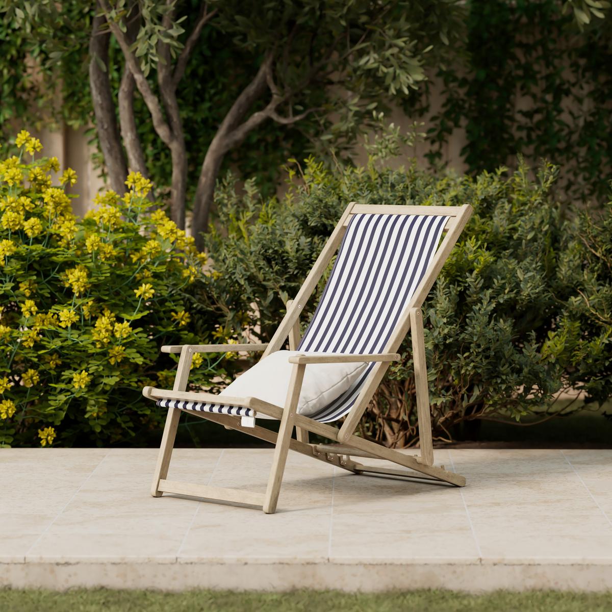 Gartenstuhl Lignano Akaziefarben ca. 102x88x63cm - Dunkelblau/Akaziefarben, Natur, Holz/Textil (102/88/63cm) - Mömax