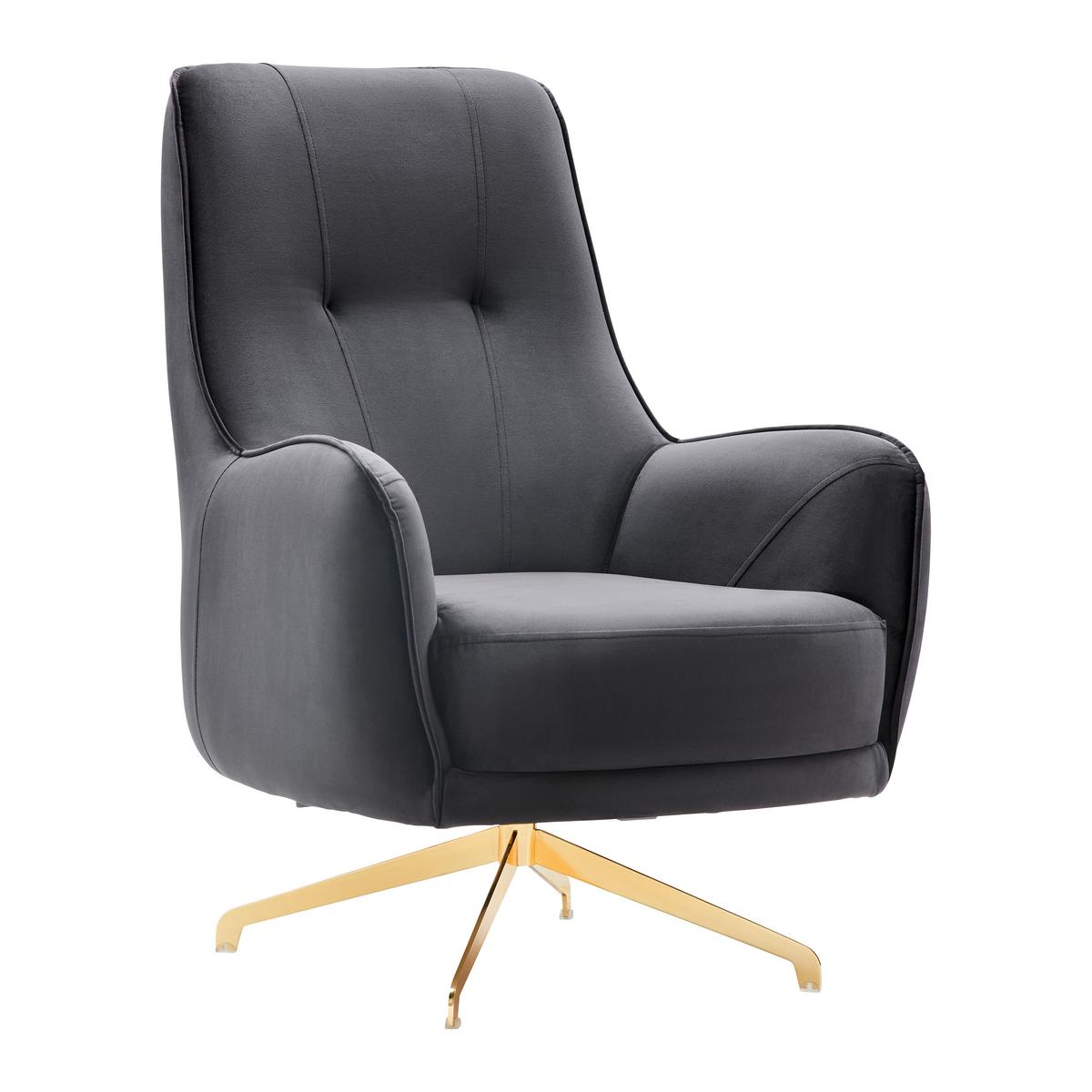 Sessel Aile in Schwarz/Goldfarben - Schwarz, LIFESTYLE, Textil/Metall (80/100/85cm) - Based