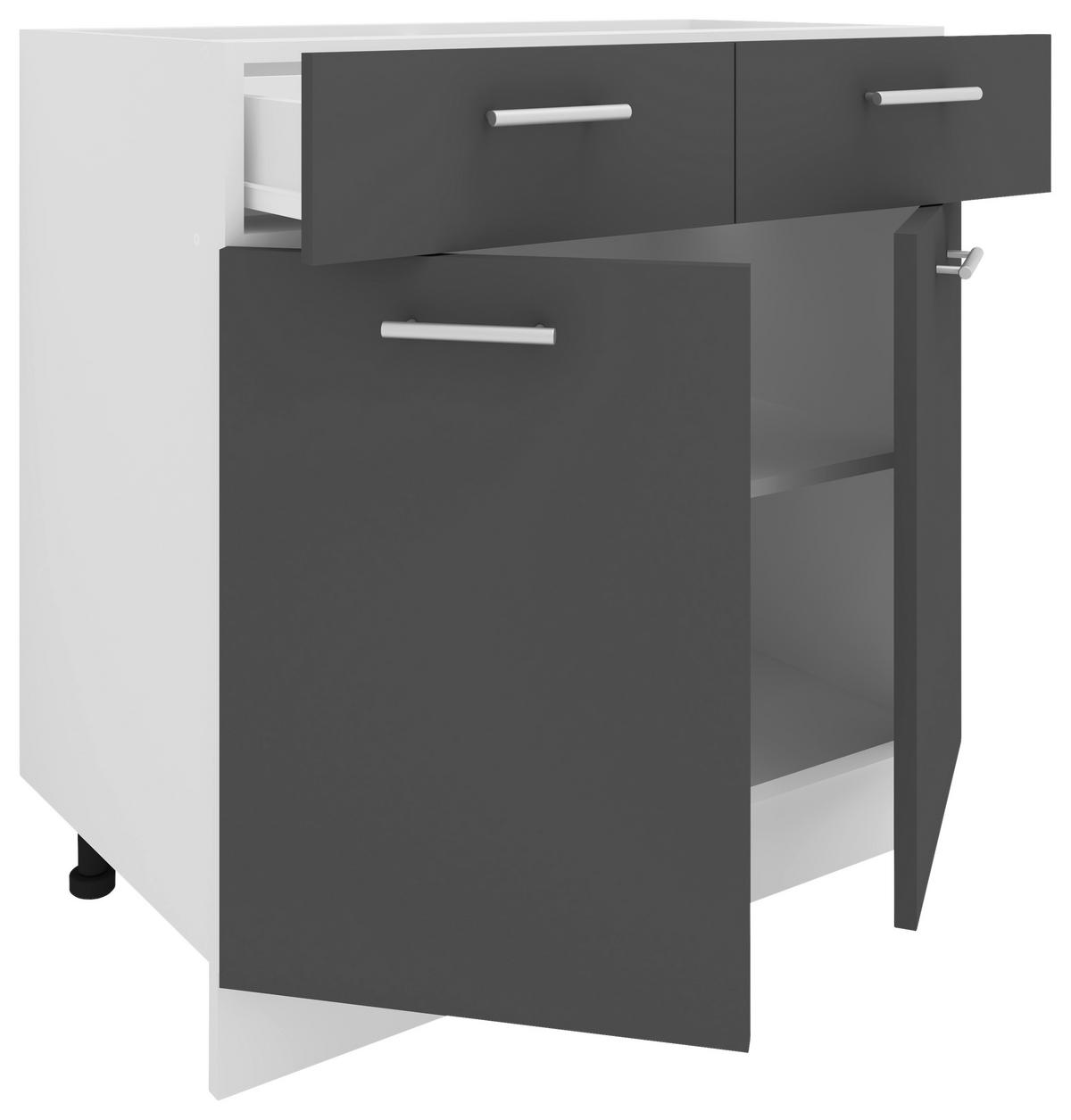 Kuhinjska Spodnja Omarica Esilo, Siva, Bela - bela/barve aluminija, Konvencionalno, kovina/leseni material (80/82/46cm) - MID.YOU