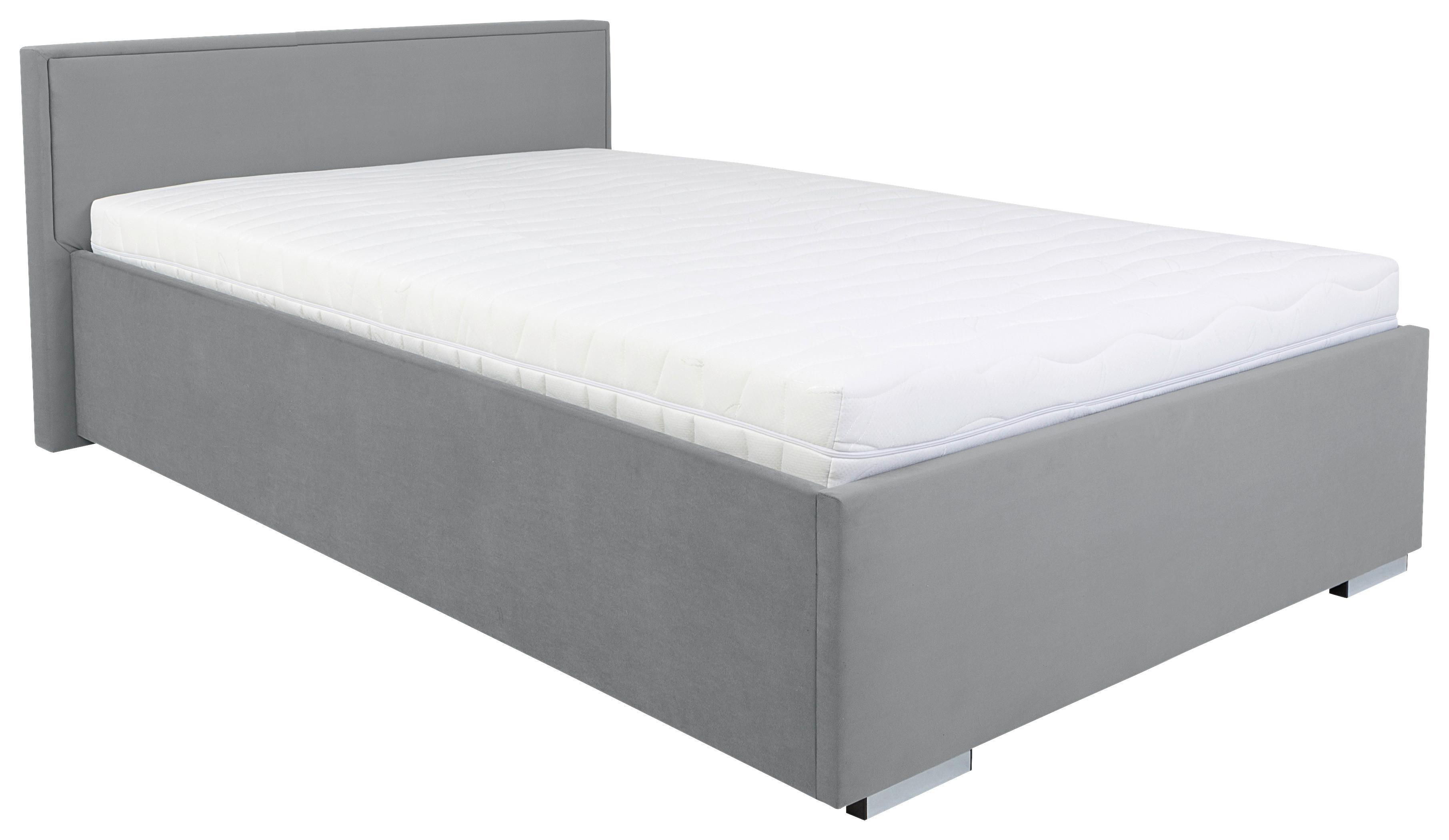 Polsterbett Anadia ca. 120x200 Grau - Chromfarben/Grau, MODERN, Holz/Textil (120/200cm) - MID.YOU