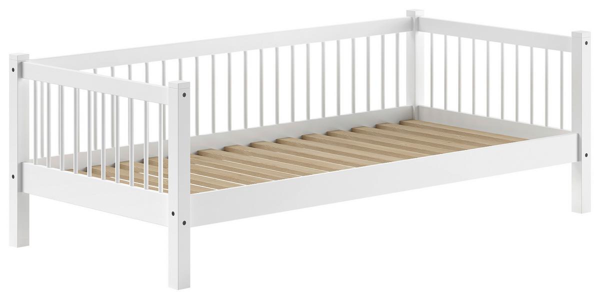 Bett FORREST Weiß ca.90x200cm Echtholz Buche - Naturfarben/Weiß, MODERN, Holz (90/200cm) - Vipack
