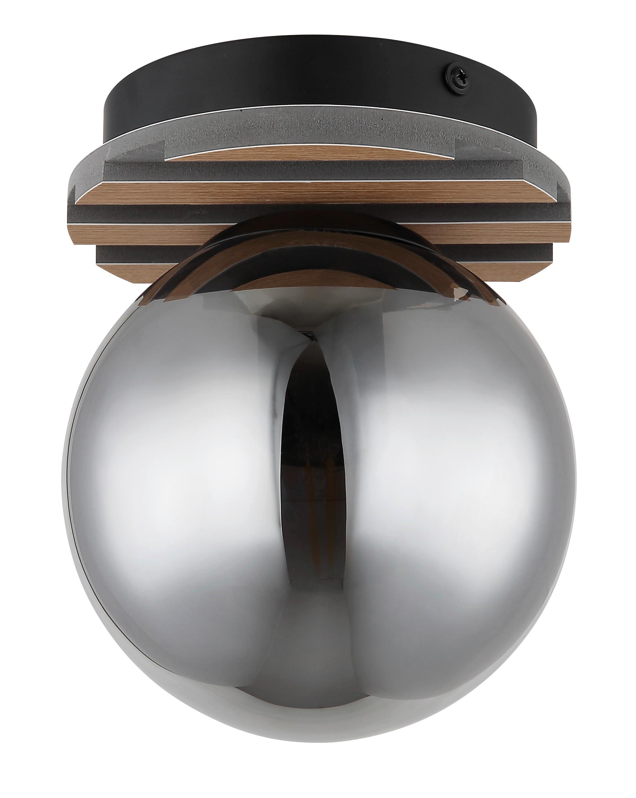Stropna Svjetiljka Parsons - siva/smeđa, Design, staklo/drvni materijal (15/20cm) - Globo