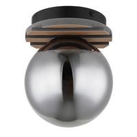 Stropna Svjetiljka Parsons - siva/smeđa, Design, staklo/drvni materijal (15/20cm) - Globo