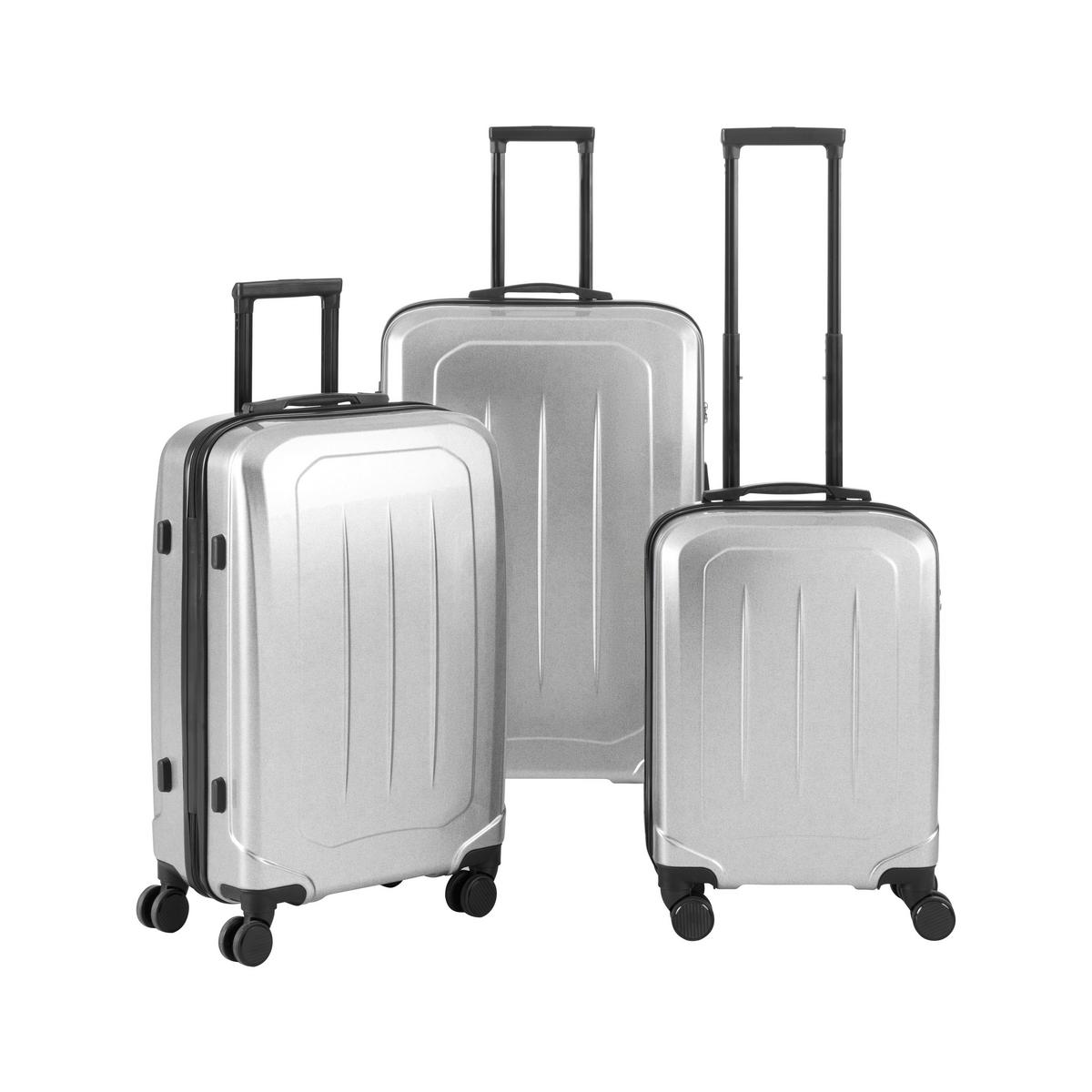 Reisekofferset Tokio Silberfarben, 3-teilig - Silberfarben, KONVENTIONELL, Kunststoff/Textil - Mömax