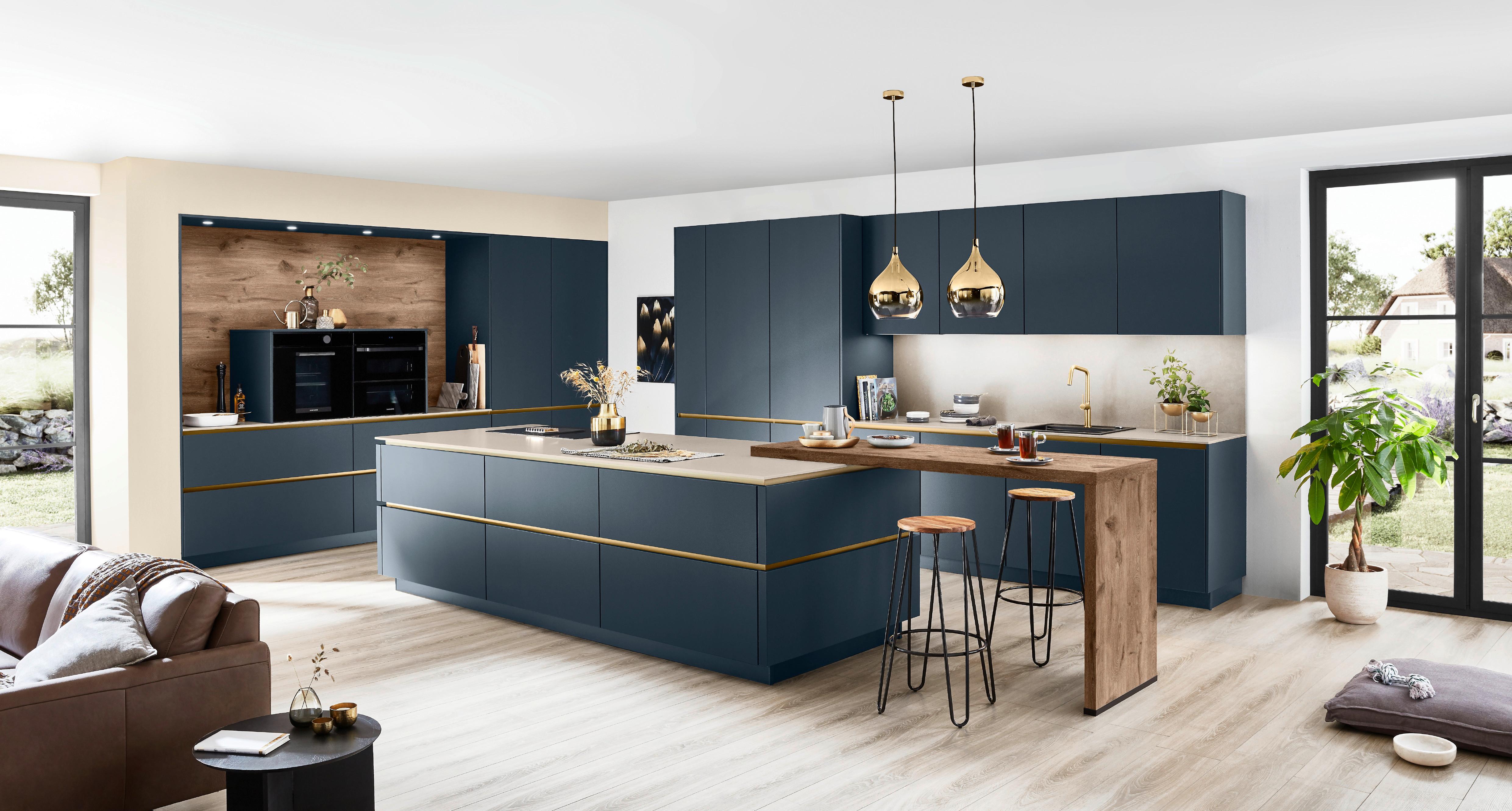 Einbauküche Easytouch in Blau - Blau, Modern, Holzwerkstoff - Nobilia