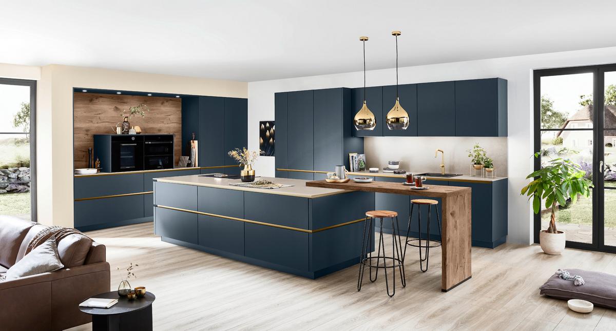 Einbauküche Easytouch in Blau - Blau, Modern, Holzwerkstoff - Nobilia