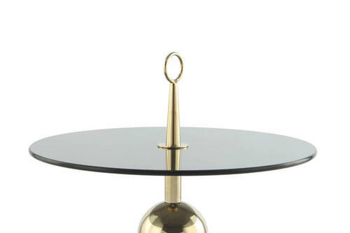 Beistelltisch Lcuhl-Gld-Gry - Goldfarben/Grau, Modern, Glas/Metall (46/46/52cm) - Kayoom