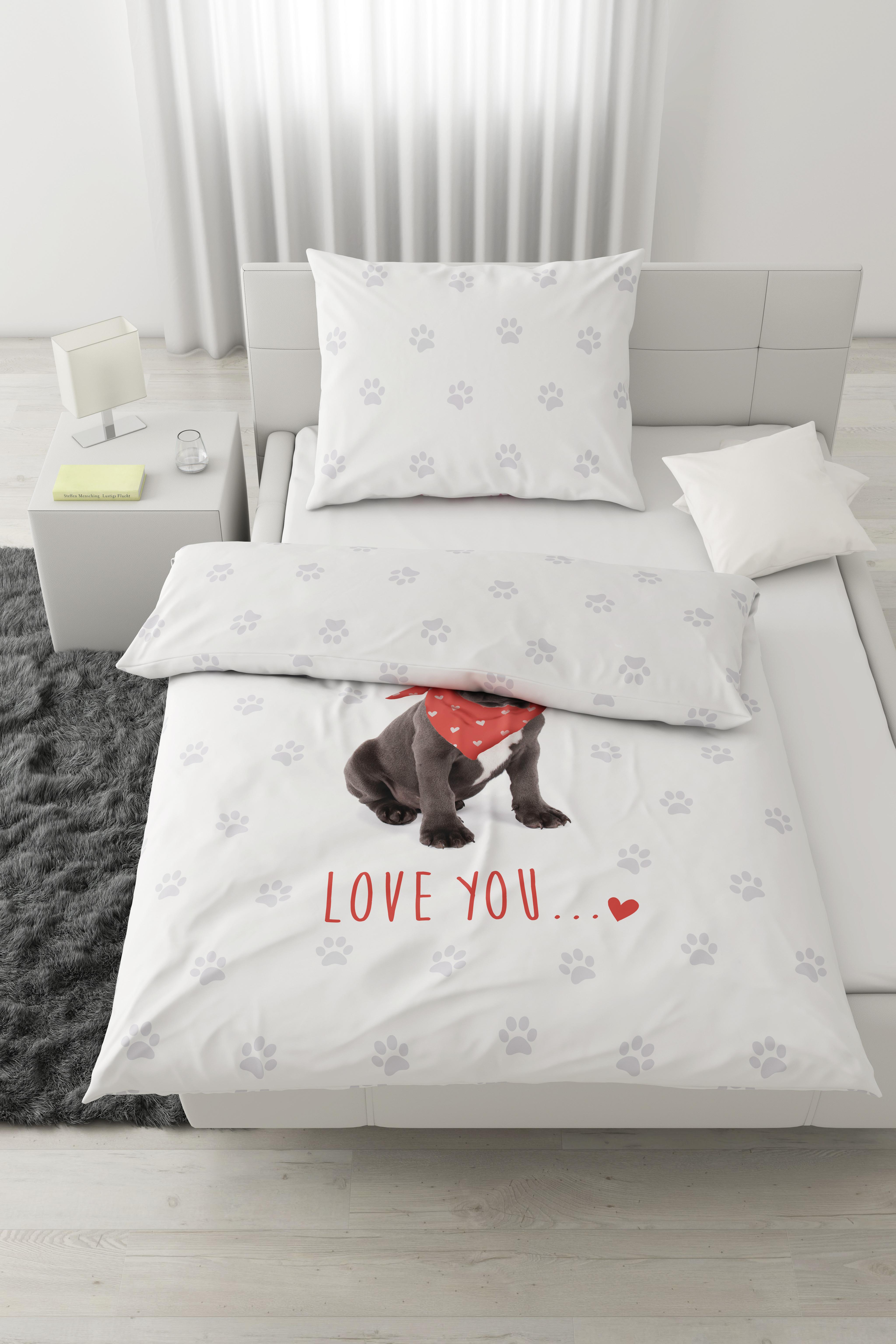 Bettwäsche Buddy ca. 160x210cm - Weiss/Schwarz, Modern, Textil (160/210cm) - Modern Living
