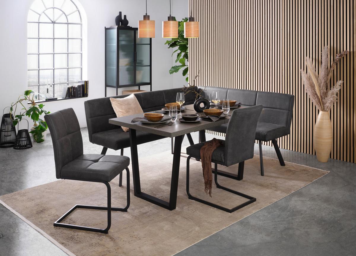 Eckbank Cooper Grau - Schwarz/Grau, MODERN, Textil/Metall (150/85/190cm) - Mömax