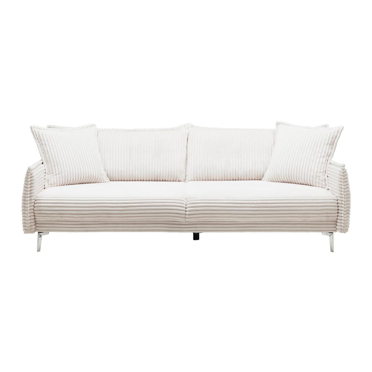 Bigsofa Kiss in Weiß - Chromfarben/Weiß, MODERN, Holzwerkstoff/Textil (241/90/117cm) - Mömax