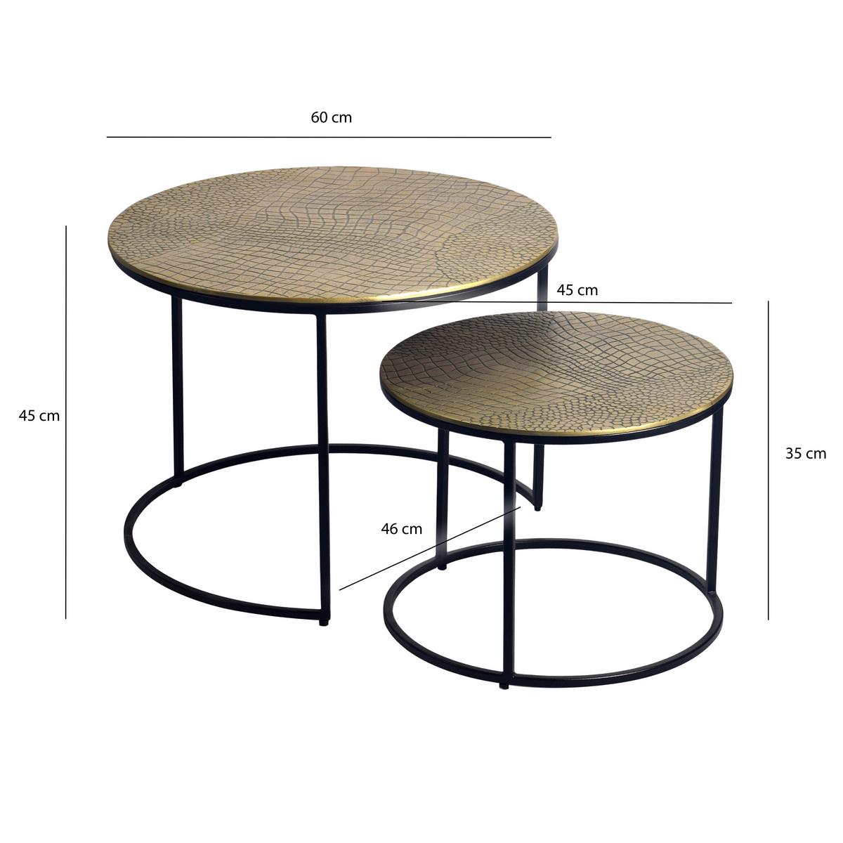 Satztisch Wl7.346 - Goldfarben/Schwarz, Design, Metall (60/45/60cm) - Livetastic