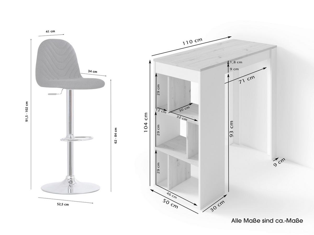 TISCHGRUPPE TG MOBY-CASINO - Chromfarben/Anthrazit, MODERN, Holzwerkstoff/Textil (110/104/50cm) - MID.YOU