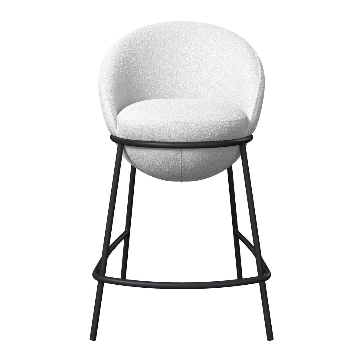 Barhocker Zoa Creme Struktur Gepolstert - Creme/Schwarz, MODERN, Holz/Textil (50/110/58cm) - Bessagi Home
