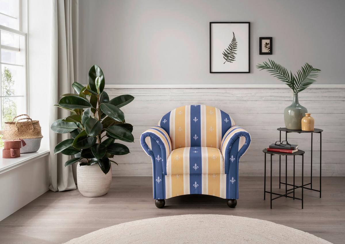 Sitzgarnitur Torello Blau Mikrofaser - Blau/Wengefarben, KONVENTIONELL, Holz/Textil (439/84/80cm) - Livetastic