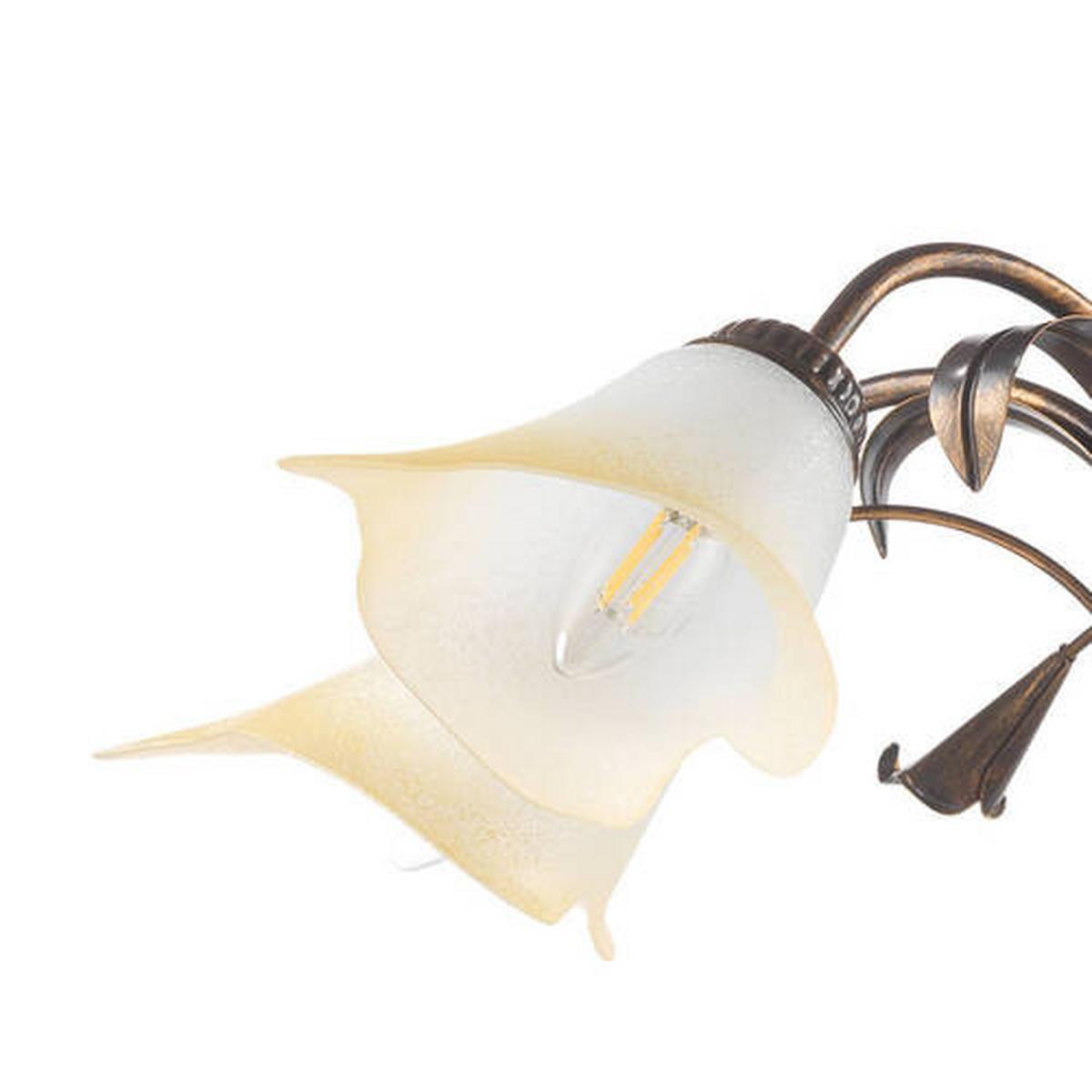 Kronleuchter Lucrezia Bronzo Bronzefarben max. 6 Watt - Bronzefarben, Natur, Glas/Metall (70/100cm)