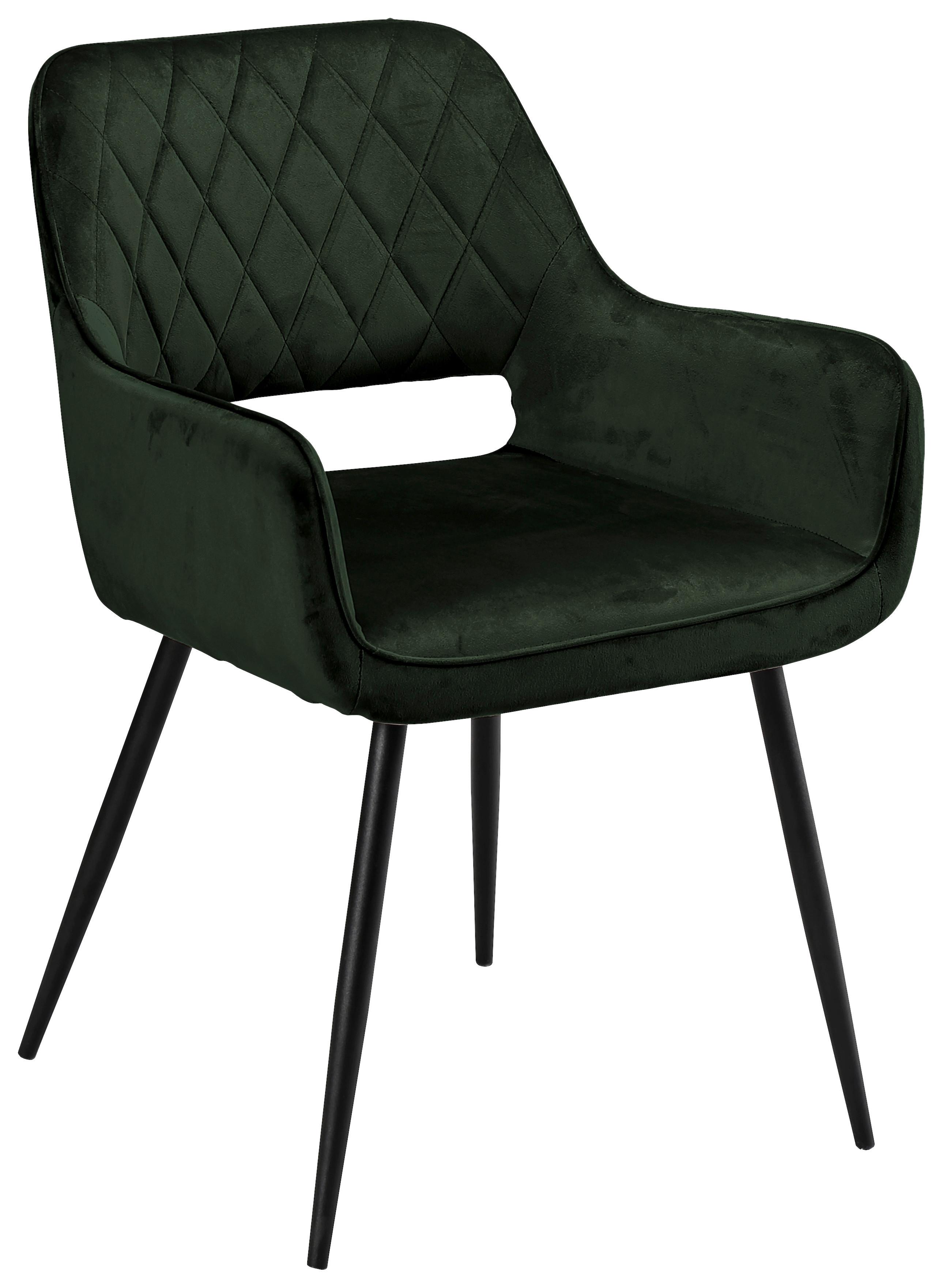 Scaun cu brate SERAFINA - verde închis, Modern, lemn/metal (55/79/59cm) - Mömax
