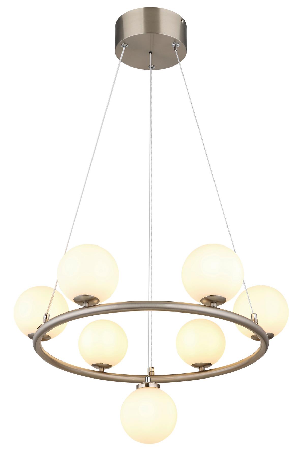 Led Viseća Svjetiljka Riha - bijela/boje nikla, Design, staklo/metal (60/120cm) - Globo