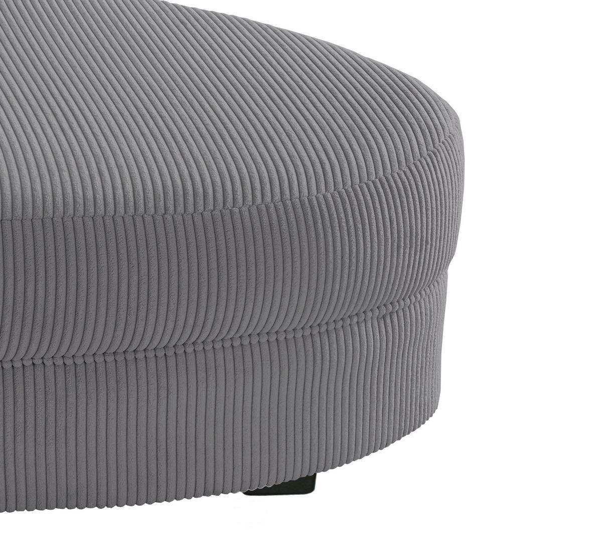 Wohnlandschaft Limoncello m. Hocker ca. 300x160cm Grau Cord - Schwarz/Grau, Design, Kunststoff/Textil (300/160cm) - Livetastic