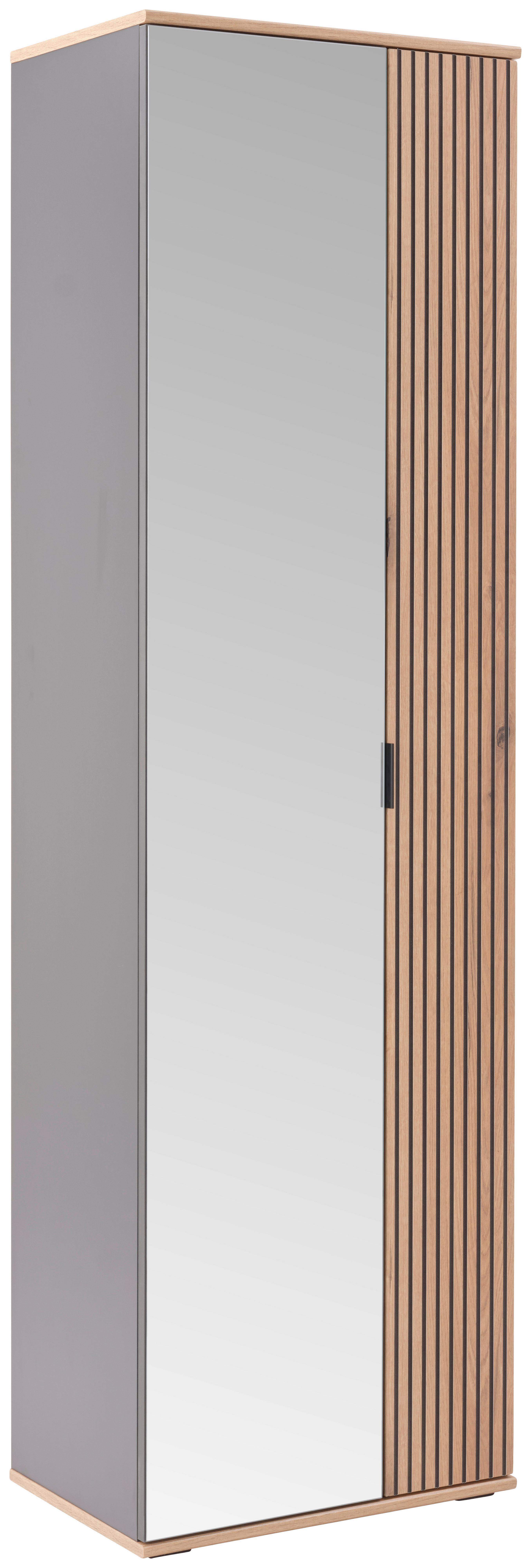 Garderobni Ormar Clever - boja hrasta/crna, Moderno, staklo/pločasti materijal (55,5/193/38cm) - Modern Living