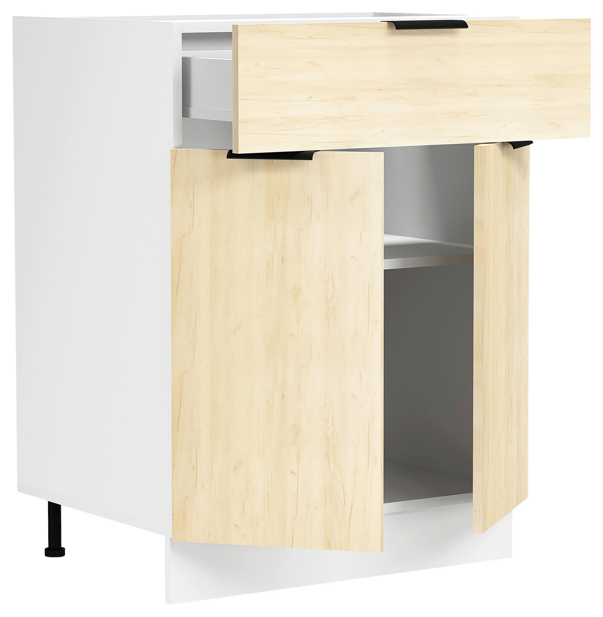 KÜCHENUNTERSCHRANK FASOLA - Honigeiche/Weiss, Trend, Holzwerkstoff/Kunststoff (60/82/46cm) - MID.YOU