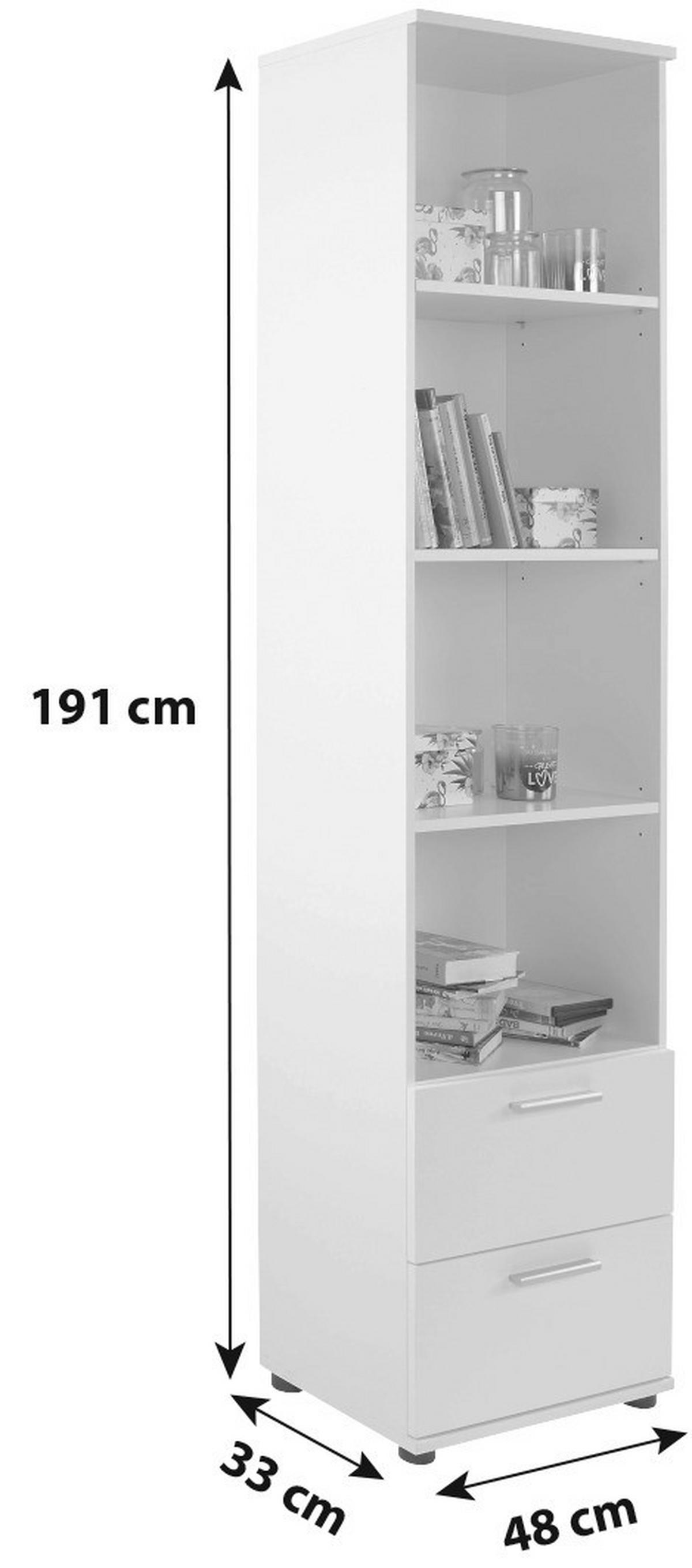 REGAŁ STOJĄCY STAR - kolor srebrny/biały, Konventionell, materiał drewnopochodny/tworzywo sztuczne (48/191/33,2cm)