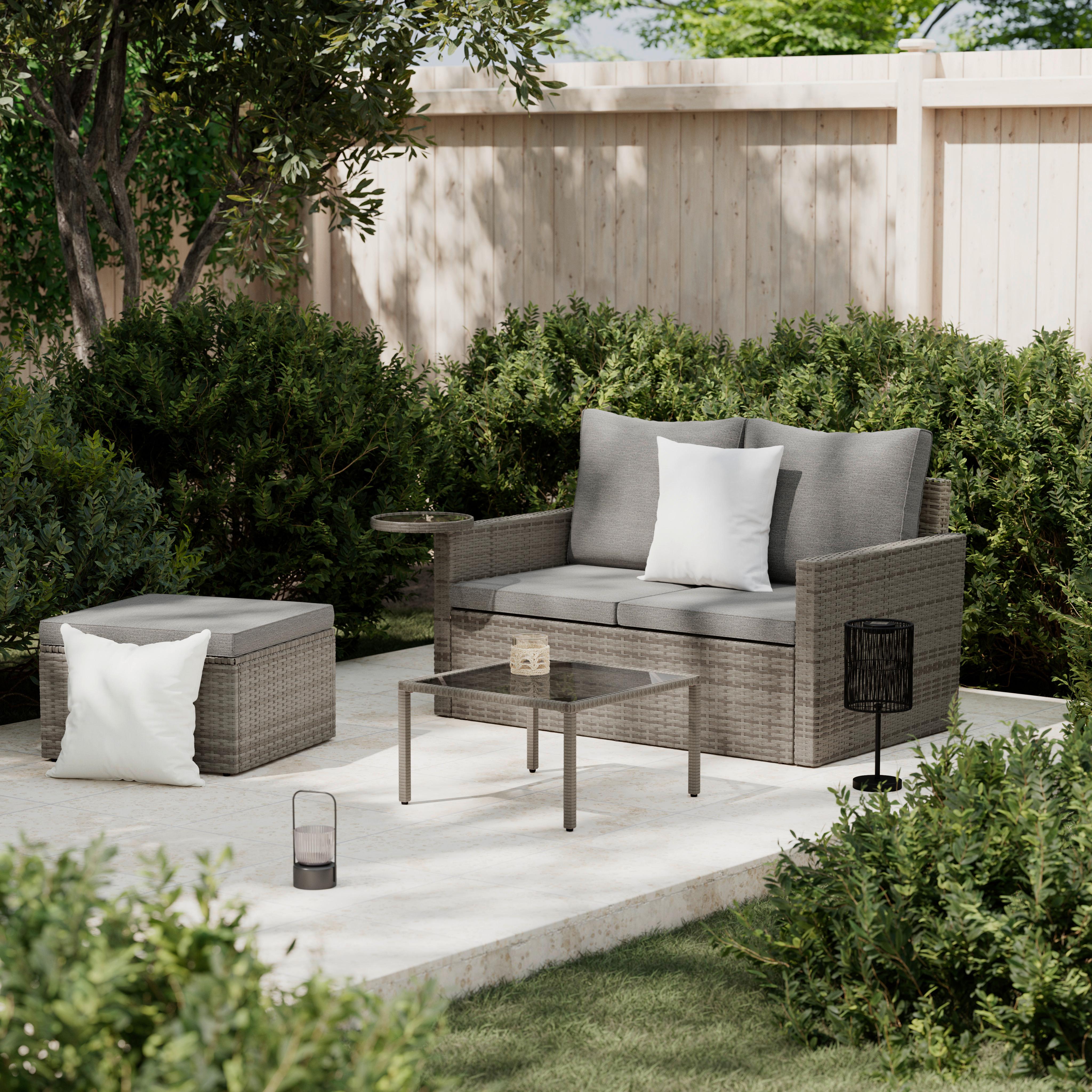 Gartenset Henry Braun/Grau, 3-teilig - Braun/Grau, Natur, Kunststoff/Metall (124/65/70cm) - Mömax