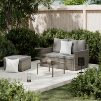 Gartenset Henry Braun/Grau, 3-teilig - Braun/Grau, Natur, Kunststoff/Metall (124/65/70cm) - Mömax