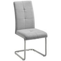 KRZESŁO NA PŁOZIE LUCIE - jasnoszary/kolor chromowy, Modern, metal/drewno (42,5/98/45cm) - Bessagi Home