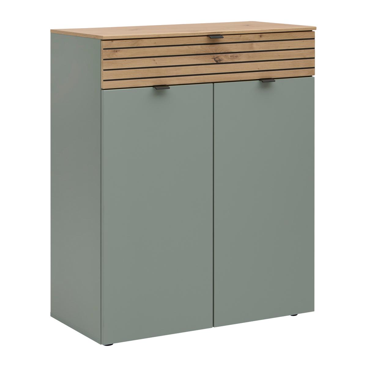 Kommode Bahia-M Grün/Eiche Artisan - Schwarz/Eiche Artisan, MODERN, Holzwerkstoff/Metall (81/101/41cm) - Mömax