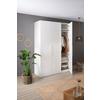 ARMOIRE À PORTES BATTANTES GLOSSY -TOP- -LAGER- - couleur chromée/blanc, MODERN, matériau en bois/métal (147/219/60cm) - Mömax