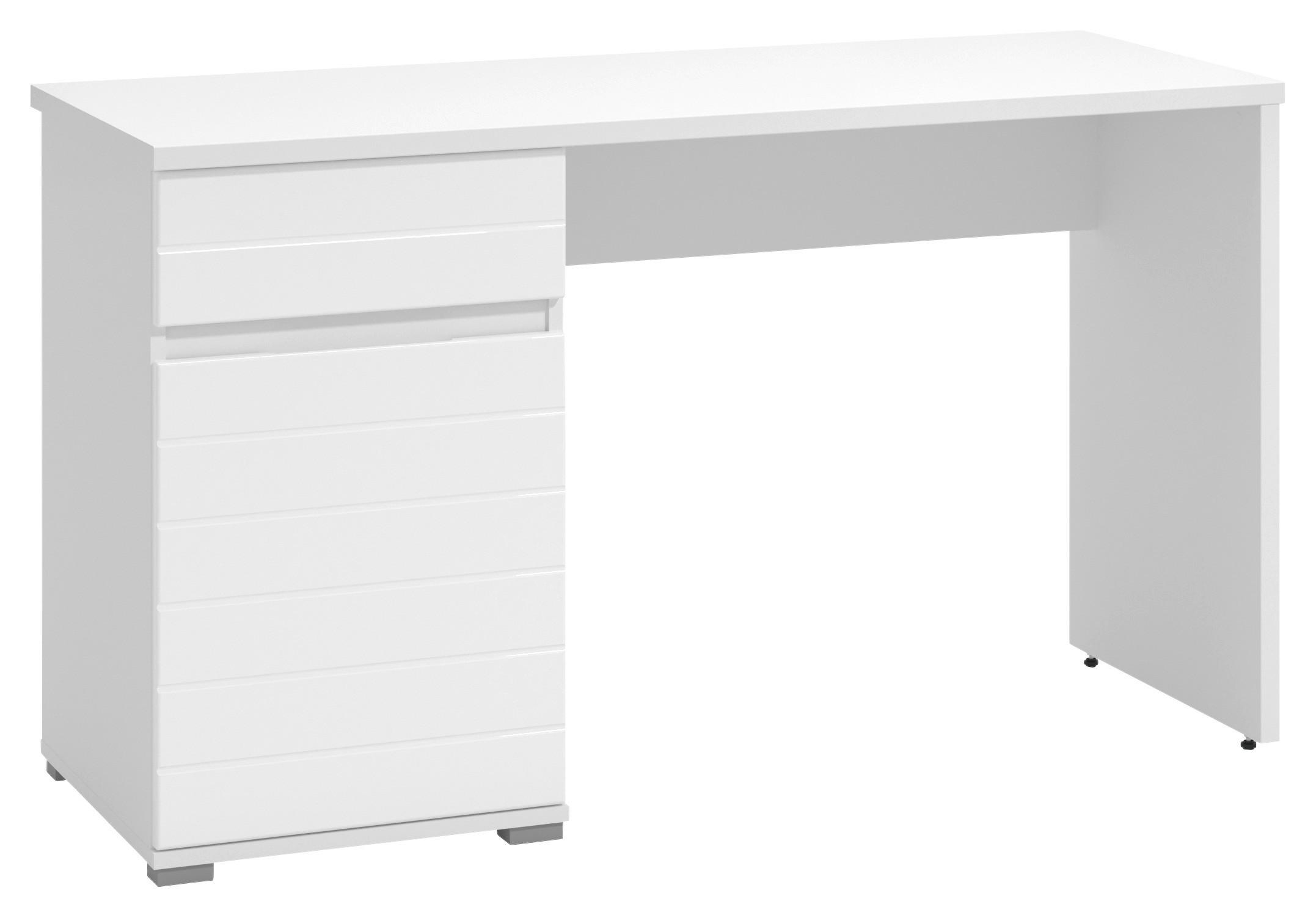 Íróasztal Fehér Elan - fehér, Basics, faalapú anyag (130/75,5/50cm)