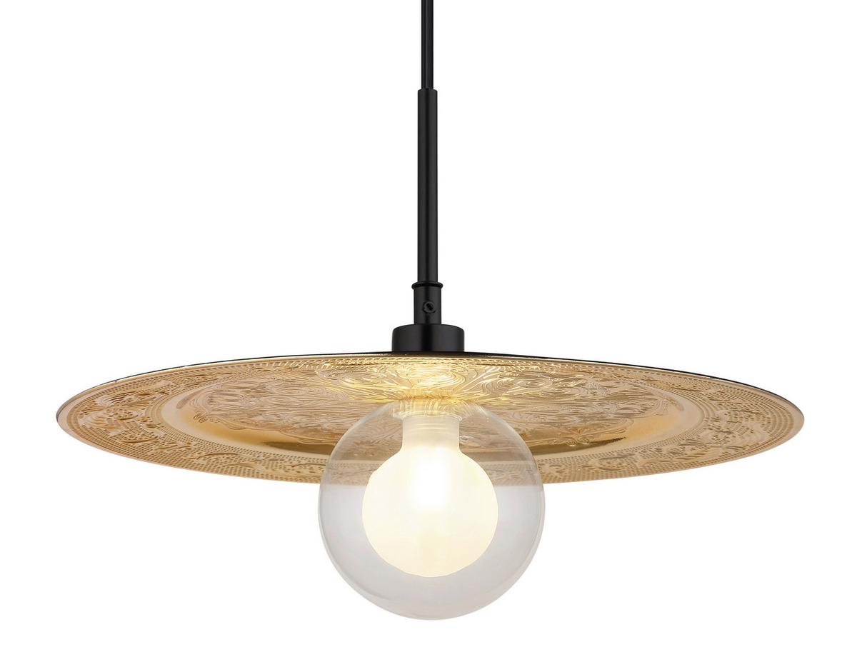 HÄNGELEUCHTE 15169G - Klar/Goldfarben, Design, Glas/Kunststoff (33/119cm) - Globo