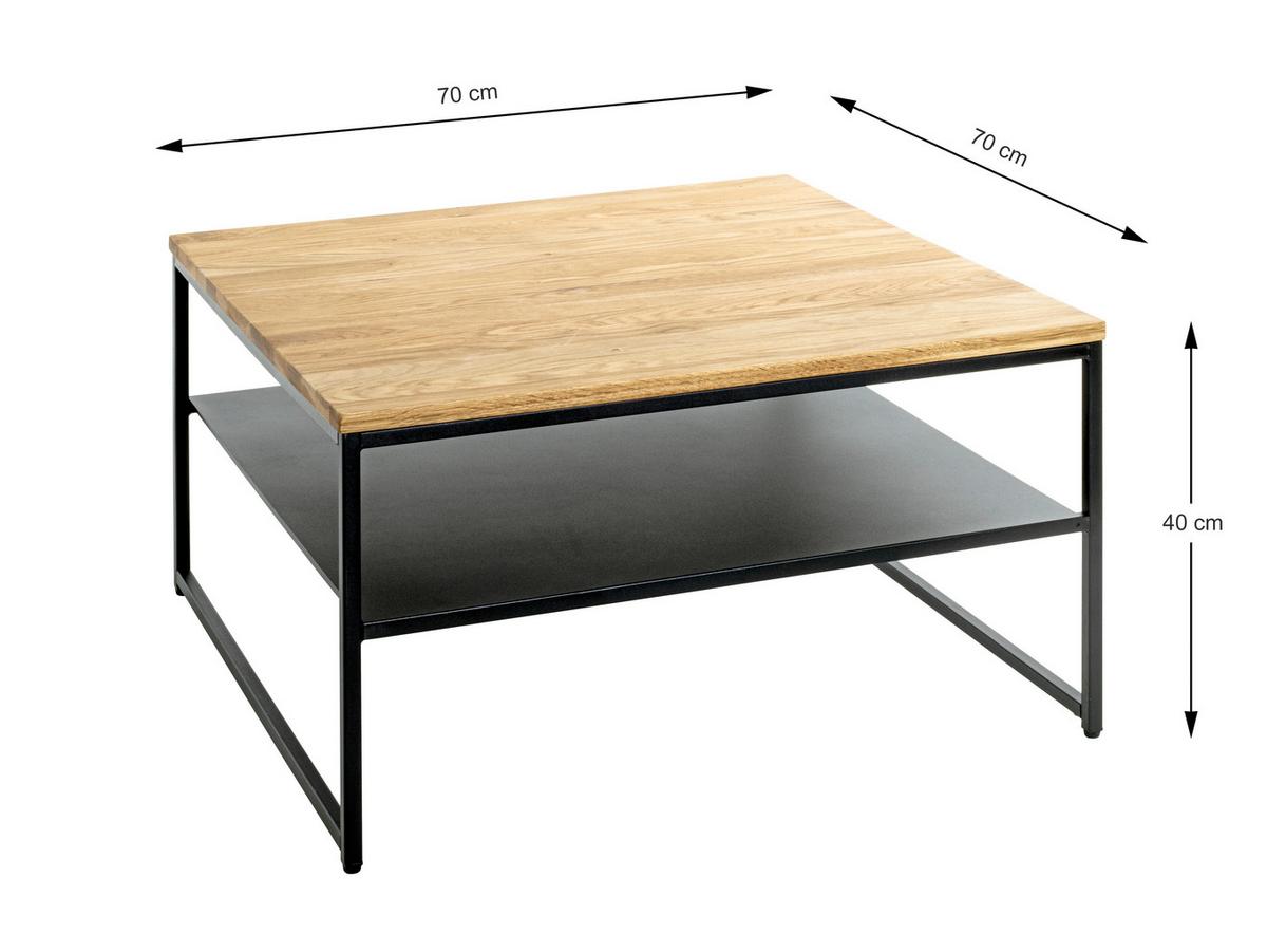 STOLIK KAWOWY SACRAMENTO - kolor dębowy/czarny, Design, metal/drewno (70/70/40cm)