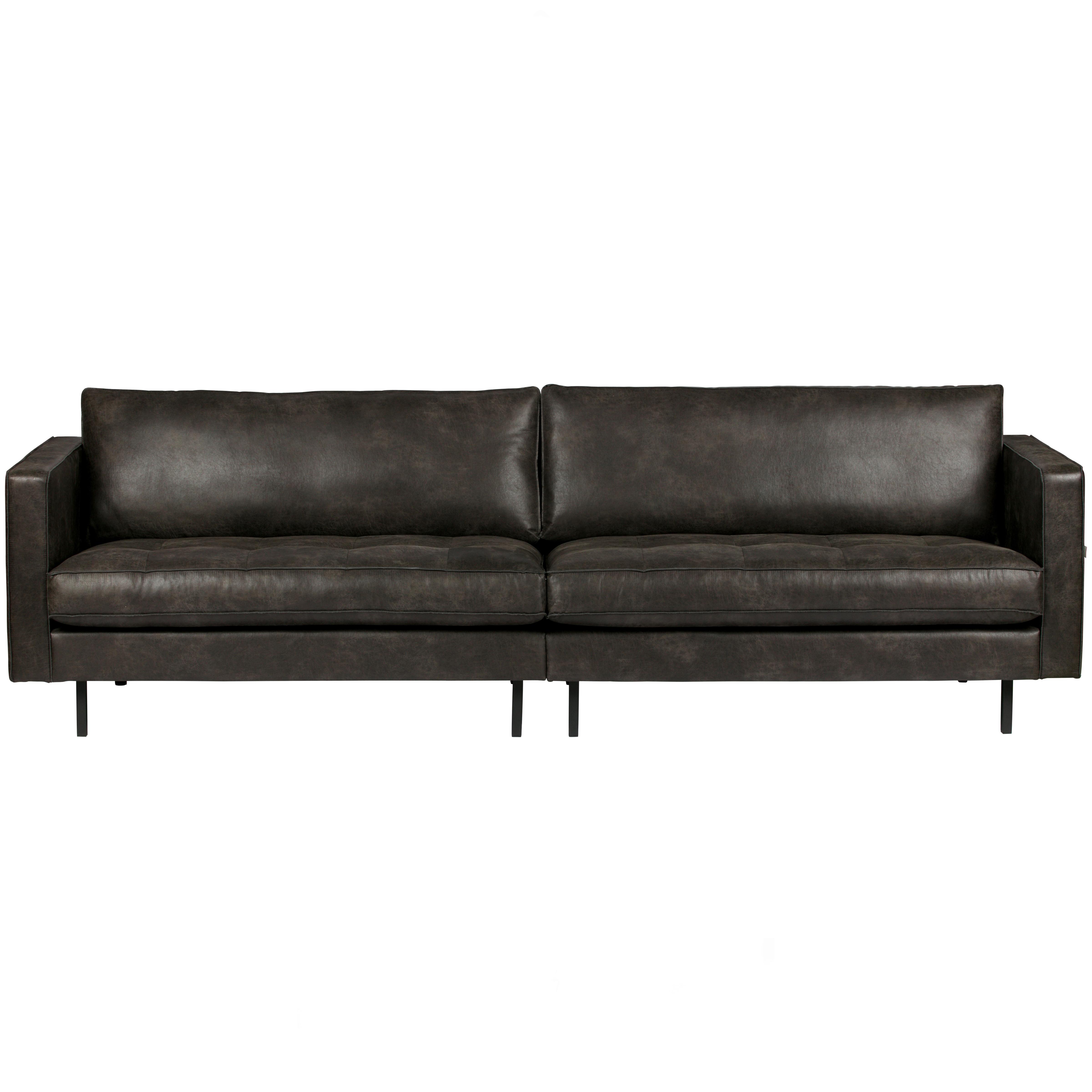 3 Sitzer Sofa Rodeo Classic Schwarz B: 275cm - Schwarz, Design, Leder/Metall (275/83/88cm) - Livetastic