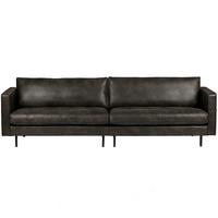 3 Sitzer Sofa Rodeo Classic Schwarz B: 275cm - Schwarz, Design, Leder/Metall (275/83/88cm) - Livetastic