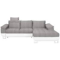 Ecksofa in Grau/Weiss mit Bettfunktion - Chromfarben/Weiss, Konventionell, Kunststoff/Textil (268/117/170cm) - Mömax
