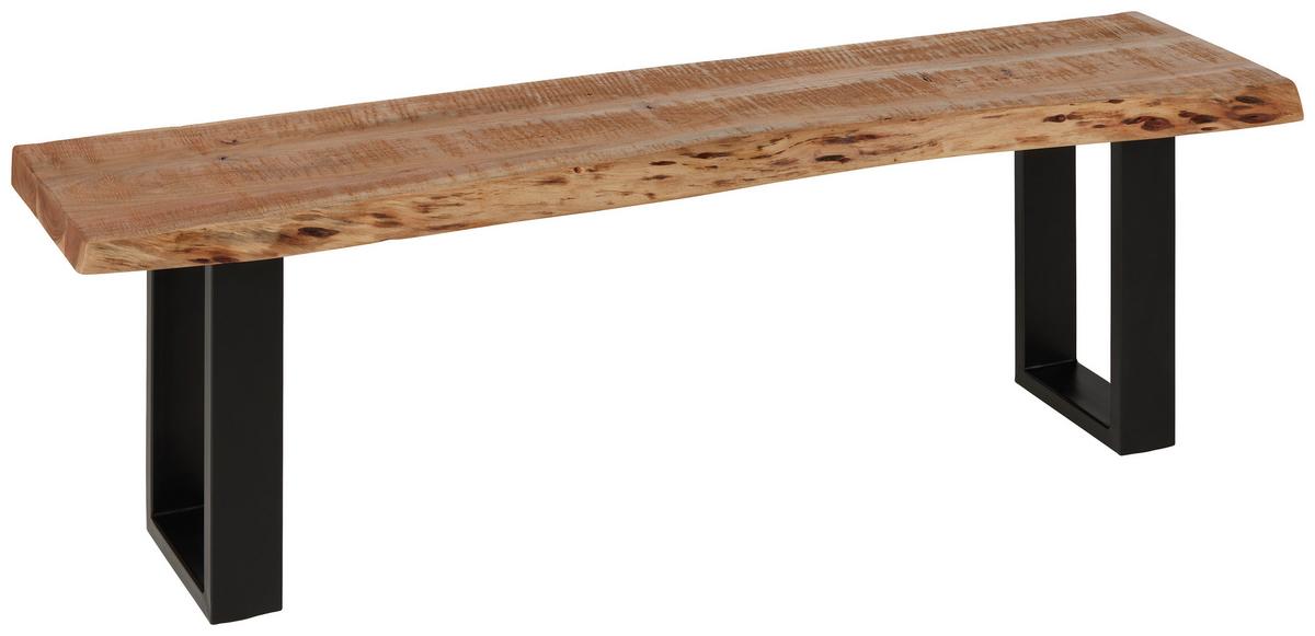 Mehrzweckbank aus Akazie massiv - Schwarz/Naturfarben, Lifestyle, Holz/Metall (140/40/35cm) - Premium Living