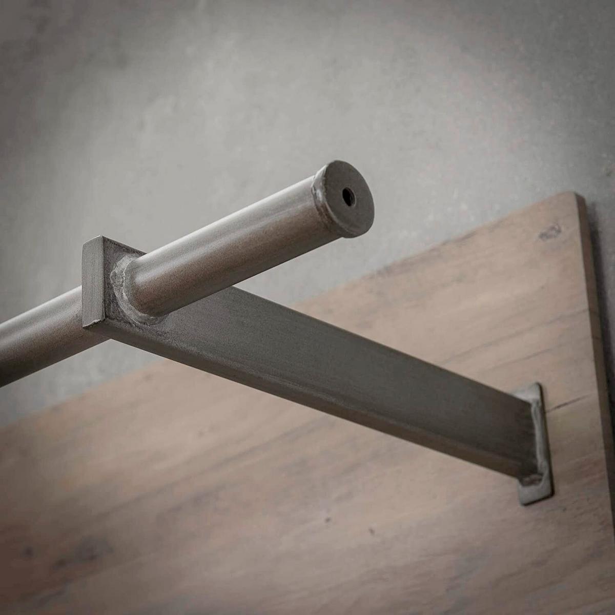 Stenski Obešalnik Steel, Barva Hrasta - srebrne barve/barve hrasta, Design, kovina/leseni material (85/25/30cm) - Livetastic