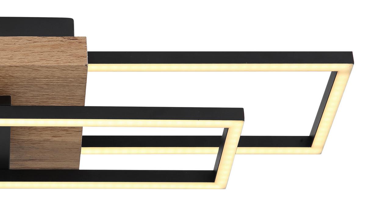 LED-DECKENLEUCHTE 67276-18 KENDRA - Weiss/Dunkelbraun, Design, Holzwerkstoff/Kunststoff (60/15/10cm) - Globo