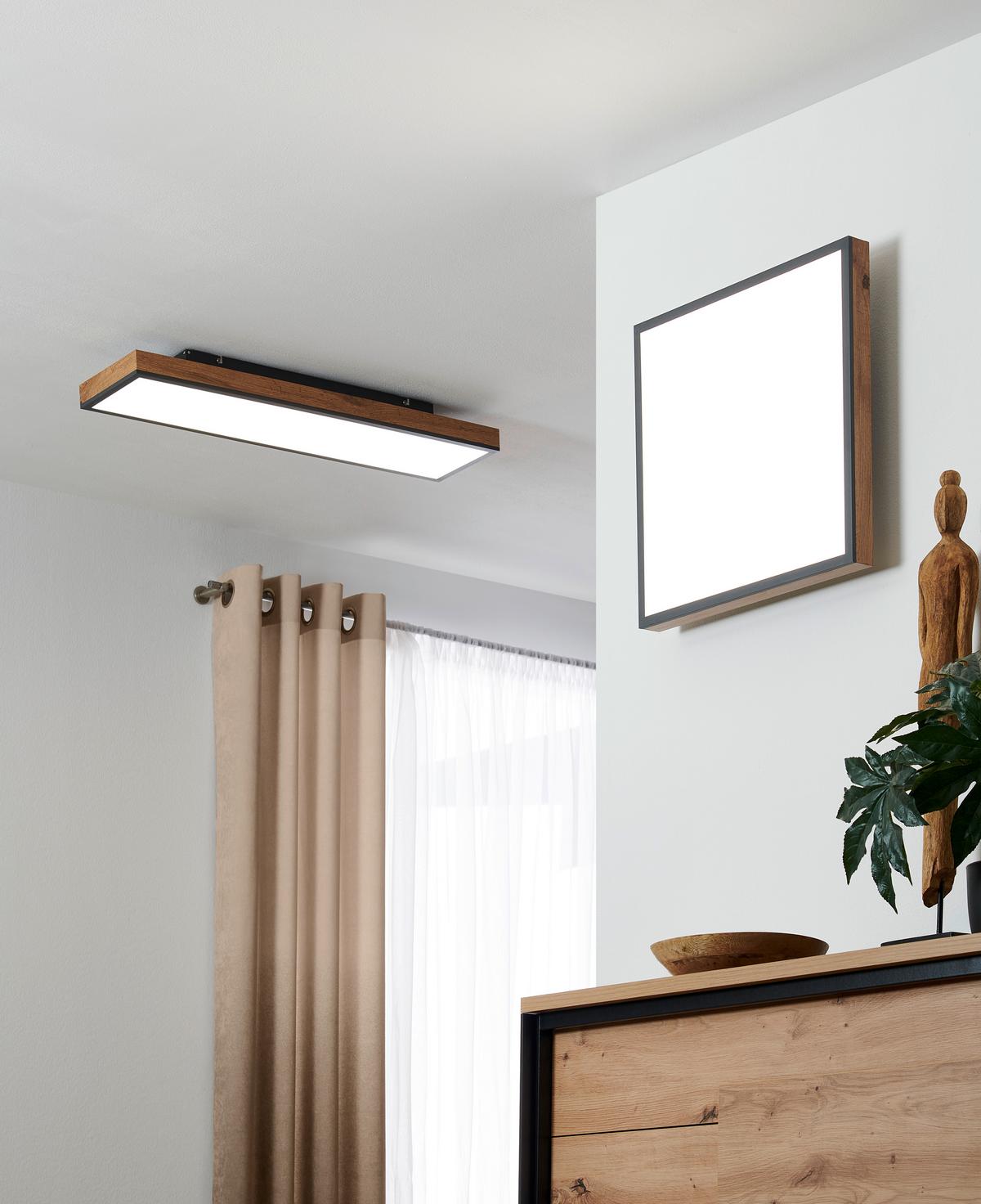 LAMPA SUFITOWA LED LUDWIG *SBN* - opal/kolor grafitowy, Natur, materiał drewnopochodny/tworzywo sztuczne (80/20/7,8cm) - Novel