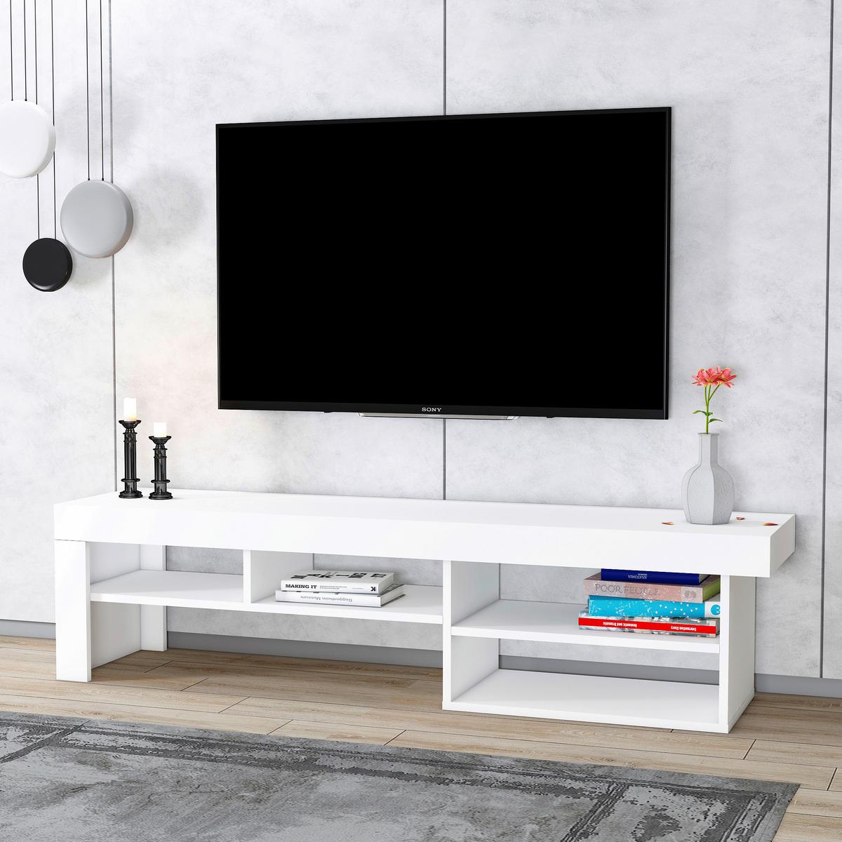 Nizka Omarica Hestia - bela, Design, leseni material (160/40/38cm) - MID.YOU
