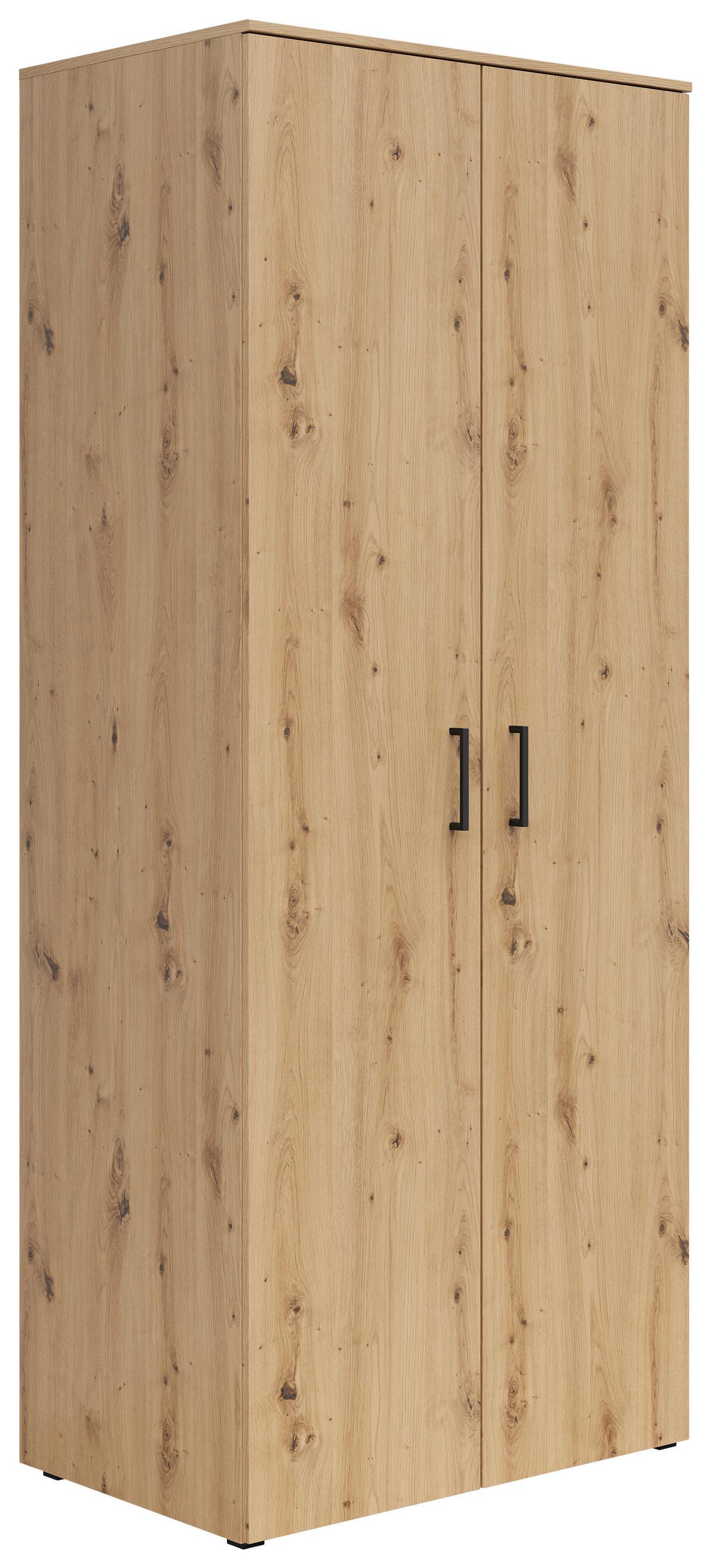 Schrank Multistauraum Eiche Artisan - Schwarz/Eiche Artisan, MODERN, Holzwerkstoff/Kunststoff (80/195/52cm) - Mömax