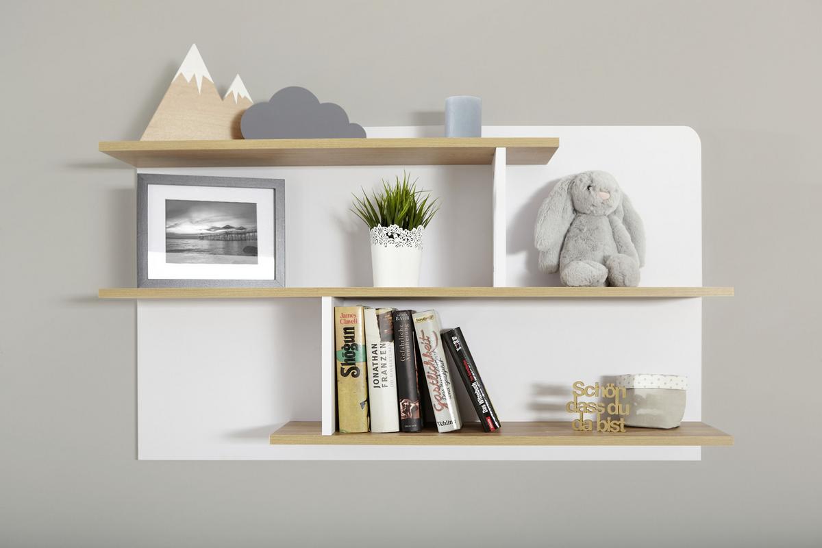 Jugendzimmer Lori 6-tlg. Holz Weiß - Eschefarben/Birkefarben, MODERN, Holz/Holzwerkstoff (80/190cm) - MID.YOU