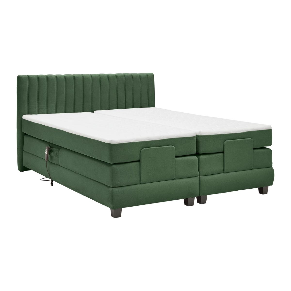 Boxspringbett Dixon Dunkelgrün ca. 180x200cm - Dunkelgrün/Schwarz, Konventionell, Holz/Holzwerkstoff (180/200cm) - Premium Living
