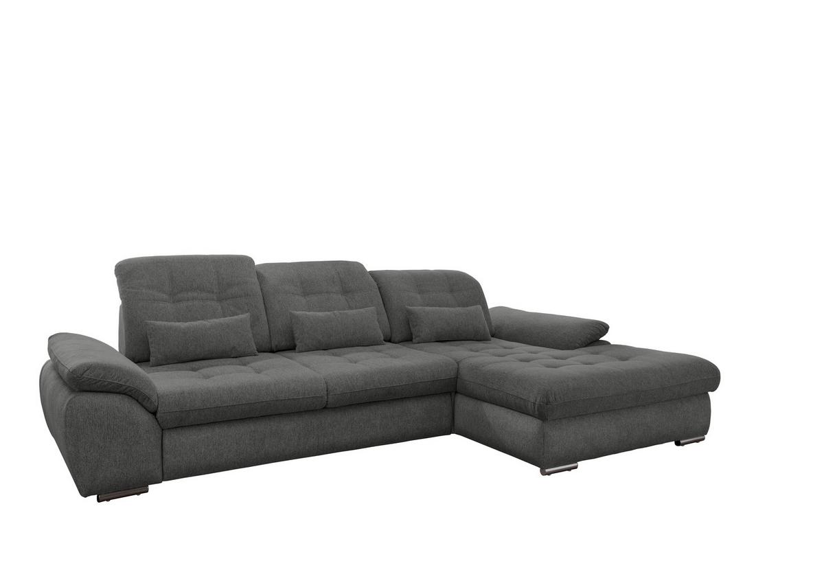 Ecksofa Rigatti mit Bettkasten ca. 314x184 cm Graubraun - Chromfarben/Graubraun, MODERN, Textil/Metall (314/184cm) - Livetastic
