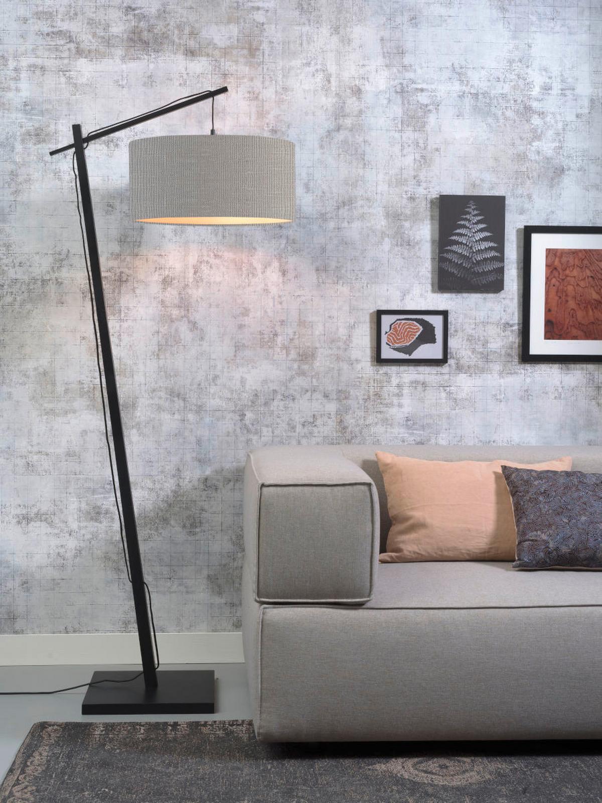 Stoječa Svetilka Andes, Svetlo Siva, Črna - črna/svetlo siva, Design, tekstil/naravni materiali (47/176/23cm) - Good & Mojo