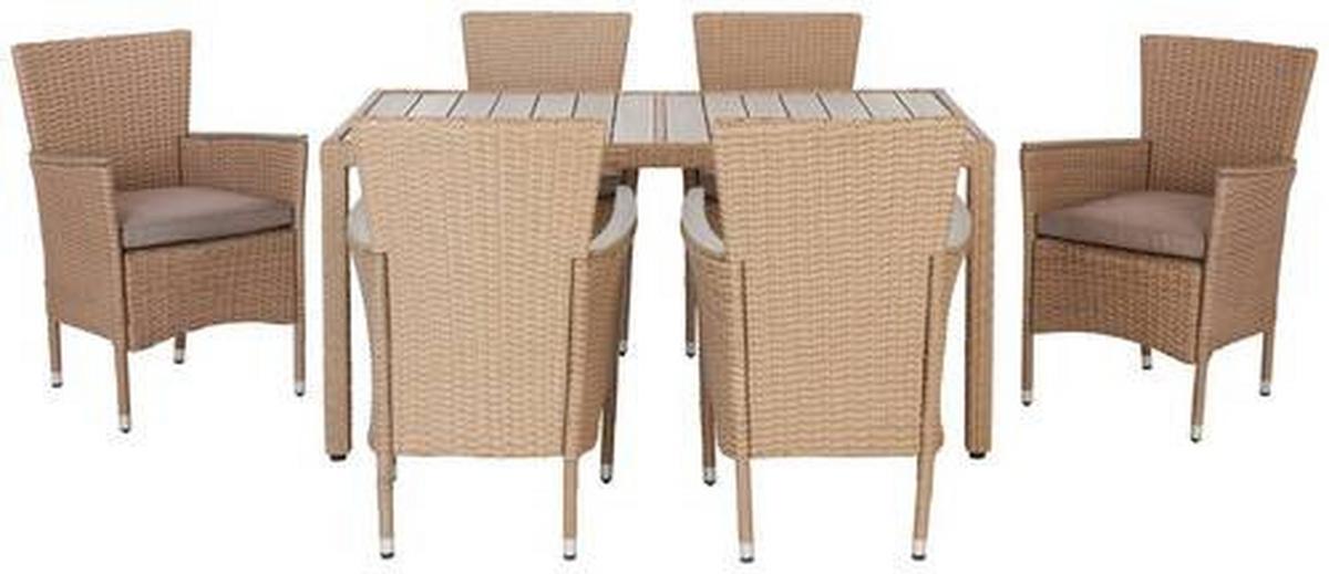 Vrtna Garnitura Porto Rio, Svetlo Rjava, Siva, 7-Delno - svetlo rjava/siva, Moderno, kovina/umetna masa (60/150/88/75cm) - Modern Living