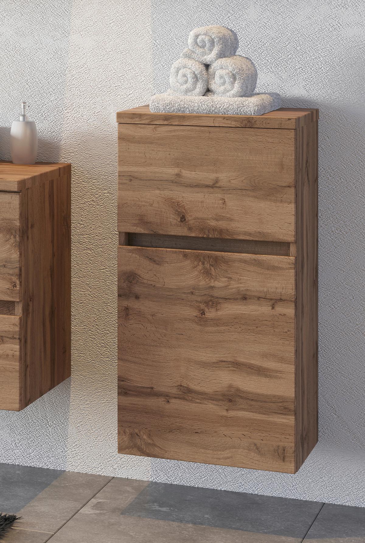 Unterschrank Pienza B: 40 cm Eiche Wotan Dekor - Eiche Wotan/Silberfarben, MODERN, Holzwerkstoff/Kunststoff (40/81,5/35cm) - Held